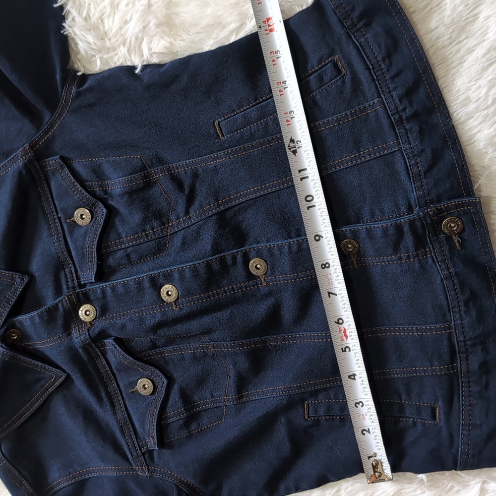 Style&Co Dark Blue Stretch Denim Classic Button Down Jacket With Pockets Size XS - Picture 9 of 10